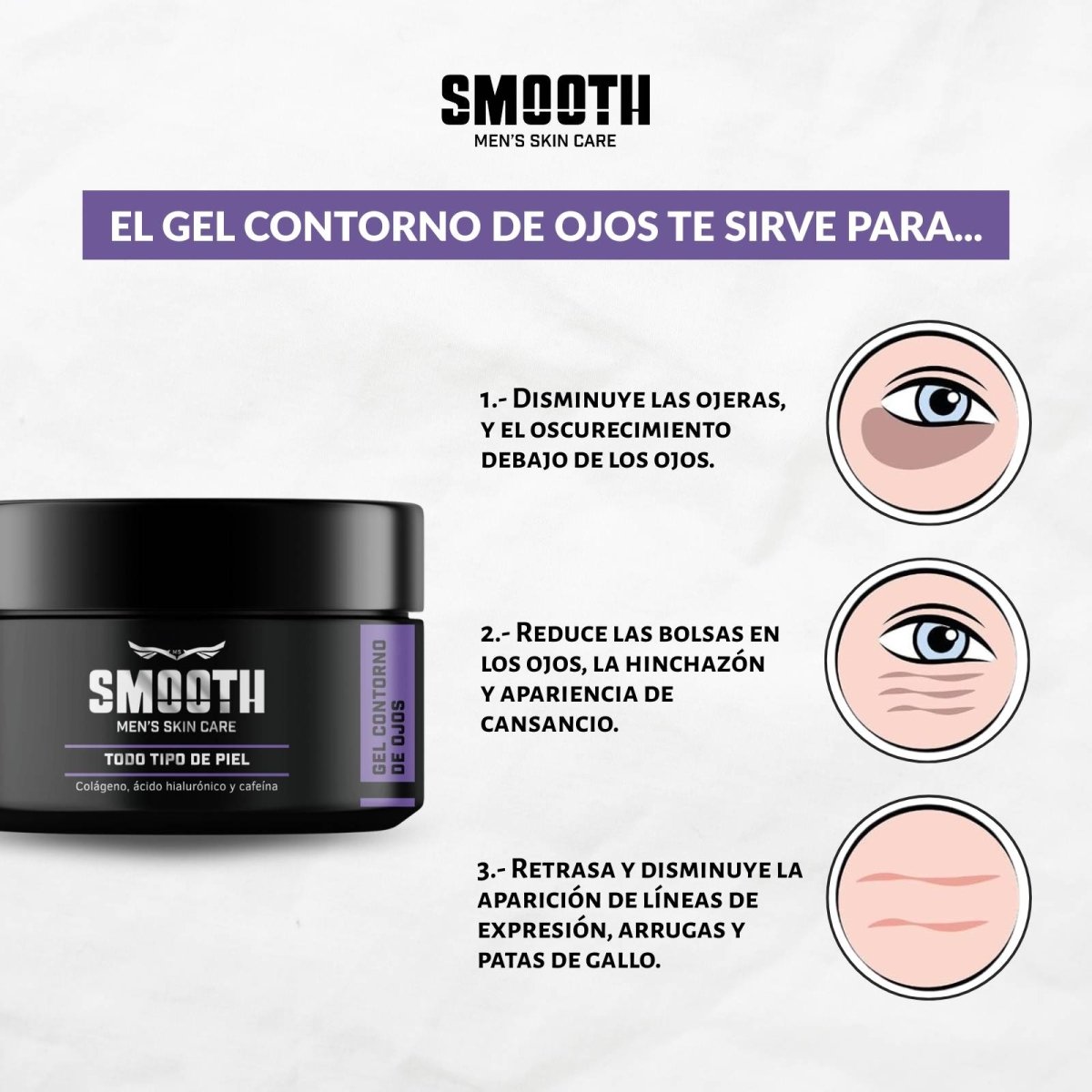 Gel Contorno de ojos Con Colágeno y Cafeína - Smoothmx