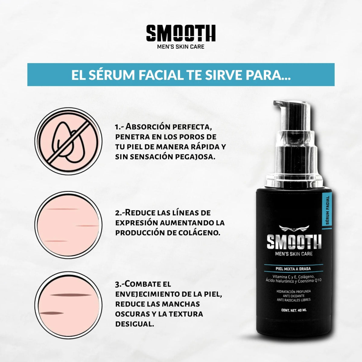 Serum facial de Vitamina C y Coenzima Q10 - Smoothmx